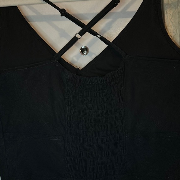 REITMANS | Linen Black Floral Embroidered Dress with Smocking - Picture 7 of 16